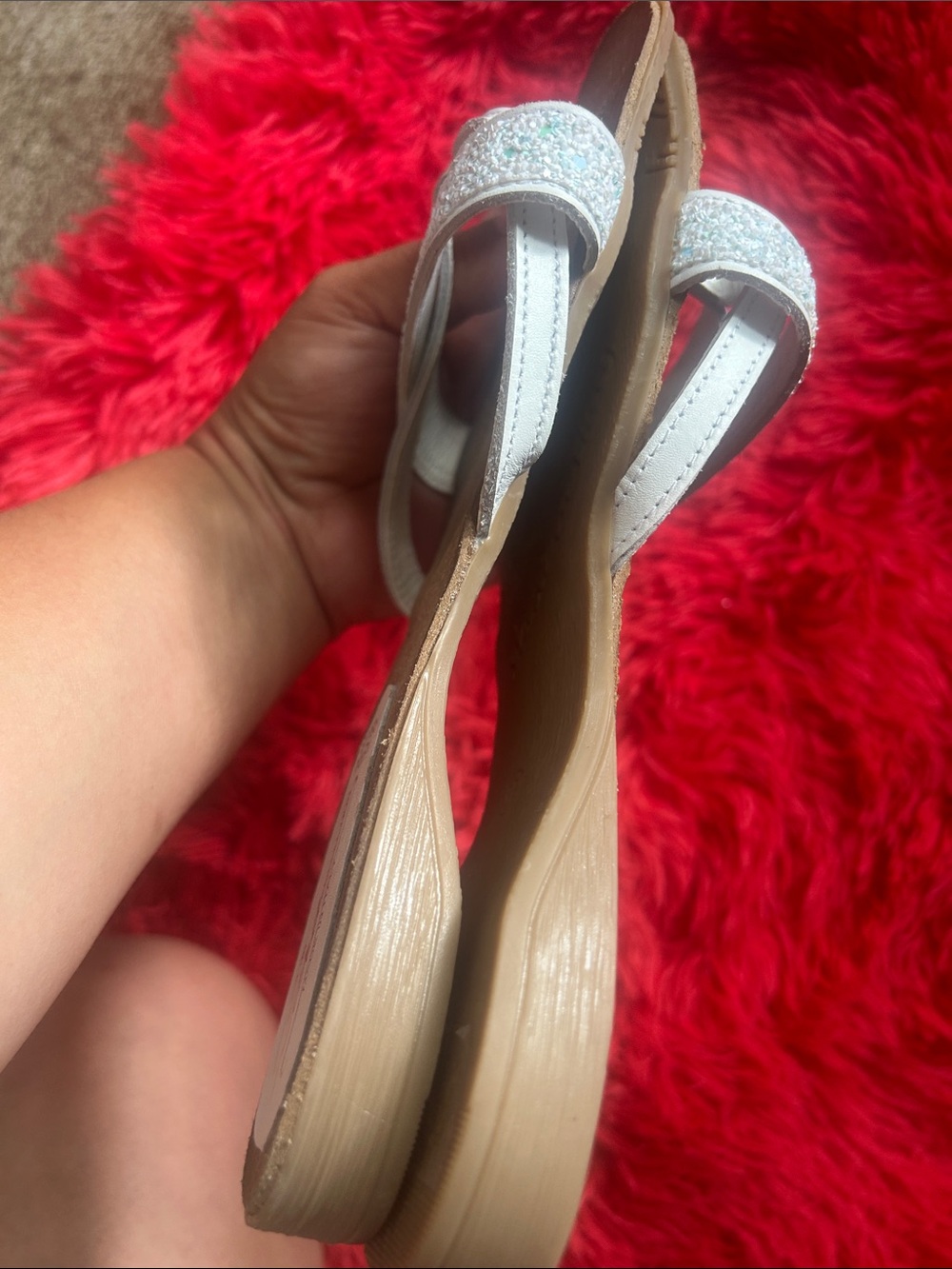 Vera Pelle White Sparkle Slide Sandals - Picture 7 of 9